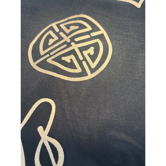 QVC Susan Graver Style Asian Theme Long Jacket Lustra Knit Medium Black Gold - Picture 9 of 13